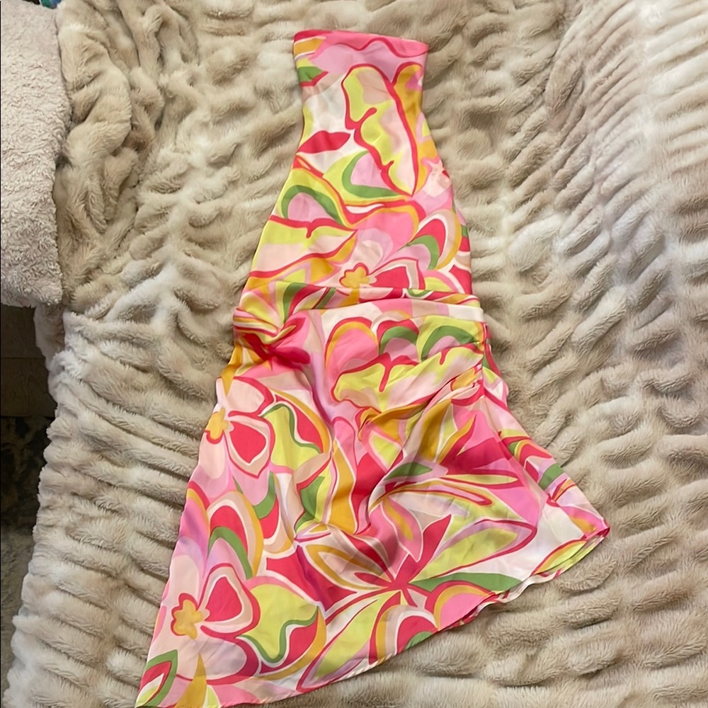 Vibrant Floral Backless Dress